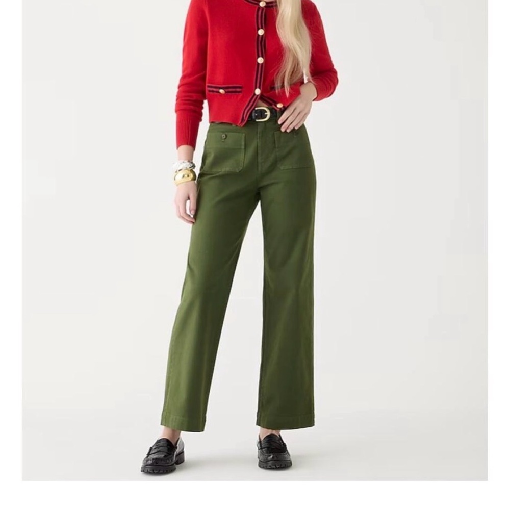 J. Crew Sailor Slim Wide Leg Chino Pant - Green Sz 29